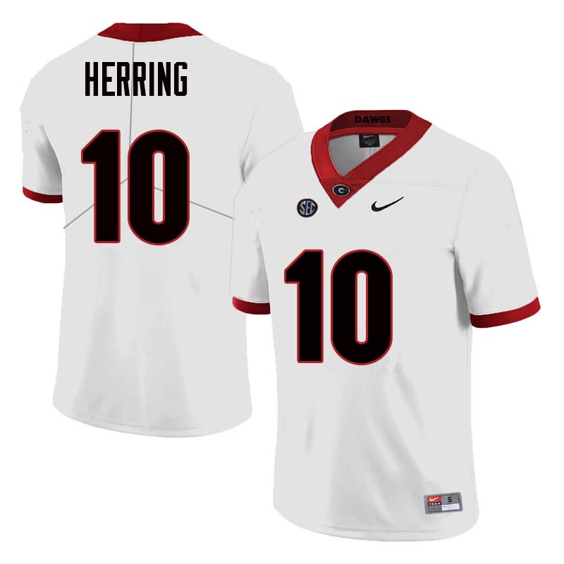 Men Georgia Bulldogs #10 Malik Herring College Football Jerseys Sale-White - Click Image to Close